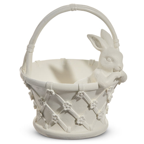 11" WHITE BUNNY BASKET