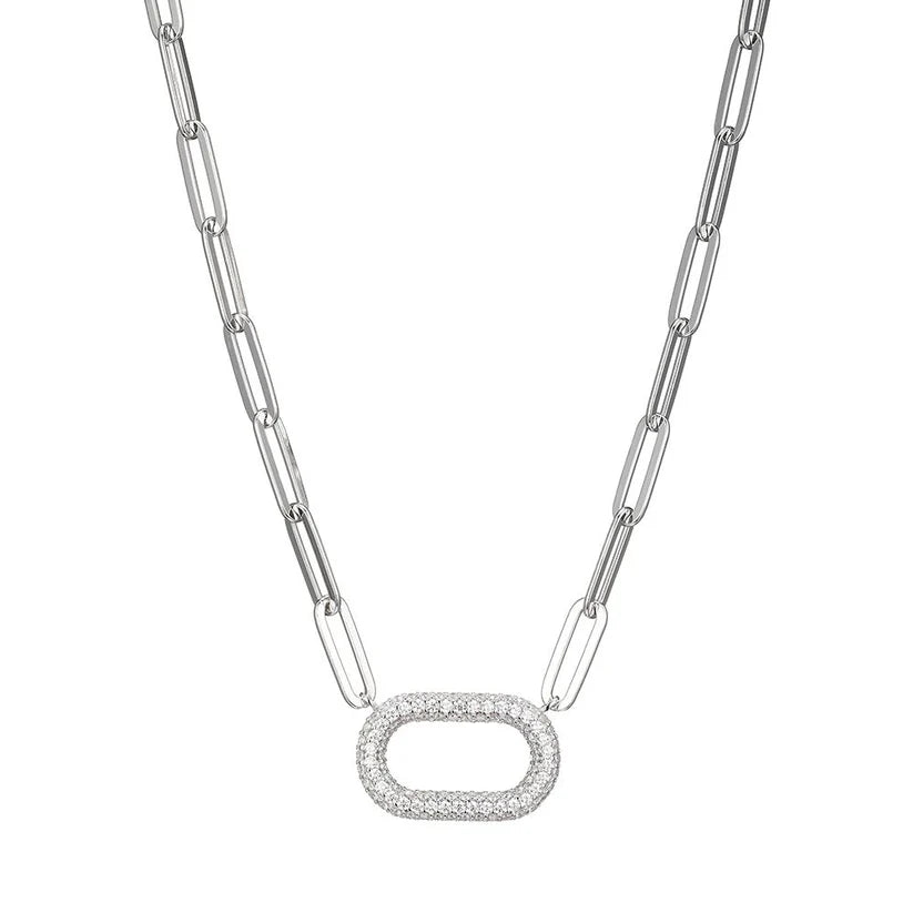 Sterling Silver Paperclip Chain with CZZ Motif