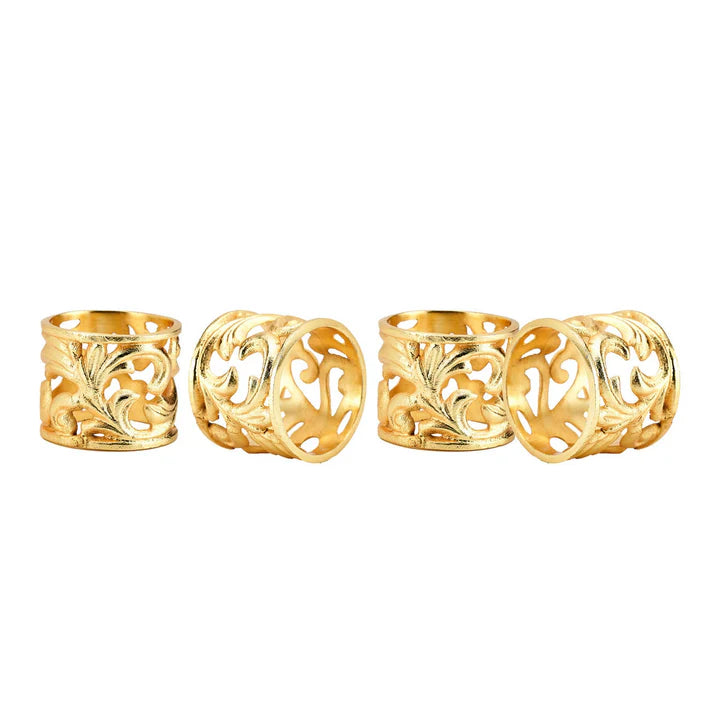 20th Century Gold Baroque Napkin Ring Set