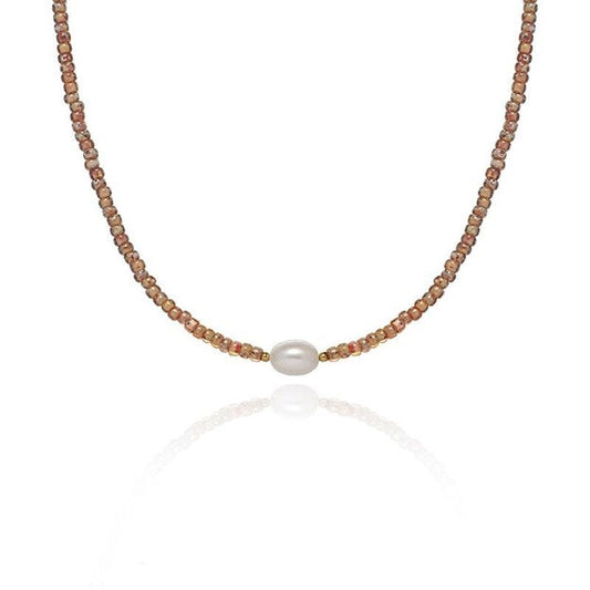 Pearl with Smoky Glass Necklace